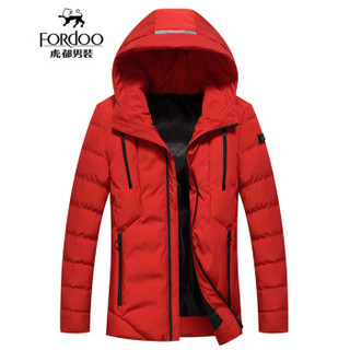 虎都 FORDOO 棉服男2019秋冬保暖御寒防风修身显瘦青春潮流简约时尚外套 VA2AH18781511  红色 180/2XL