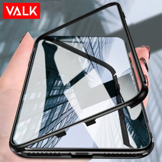 VALK 苹果iPhoneXR手机壳 抖音同款单面玻璃壳万磁王 金属边框磁吸防摔手机套黑色