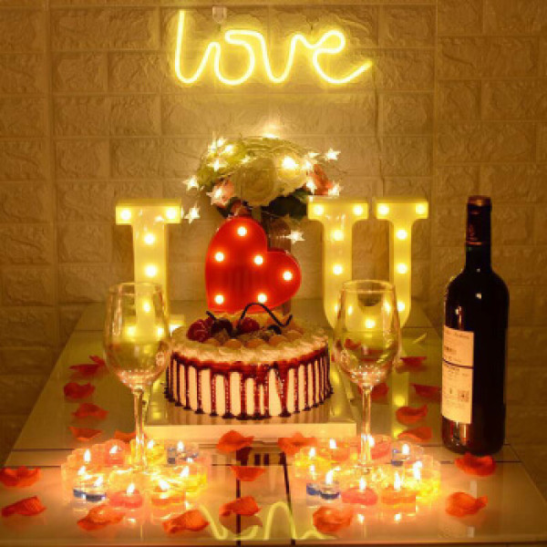 晚餐套装求婚布置道具室内情人节礼物求婚表白神器生日周年纪念日蜡烛