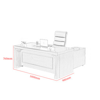 ZHONGWEI 中伟 老板桌大班台经理桌办公桌主管桌油漆实木贴皮总裁桌1.8米
