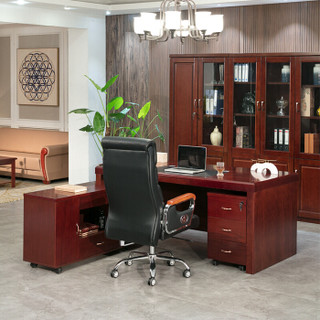 ZHONGWEI 中伟 老板桌大班台经理桌办公桌主管桌油漆实木贴皮总裁桌1.8米