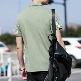 富贵鸟(FUGUINIAO)短袖polo衫男士夏季圆领半袖体恤衫韩版潮流短袖T恤打底衫 绿色 3XL