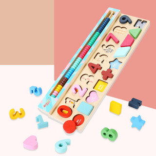 丹妮奇特 Dan Ni Qi Te   三合一对数板积木早教益智玩具彩色数字形状男孩女孩宝宝婴儿配对板儿童玩具-4188