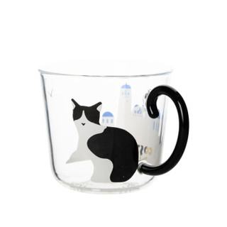 COSTA咖世家夏季创意玻璃杯凉水杯热水杯办公室桌面杯 圣托里尼猫355ml