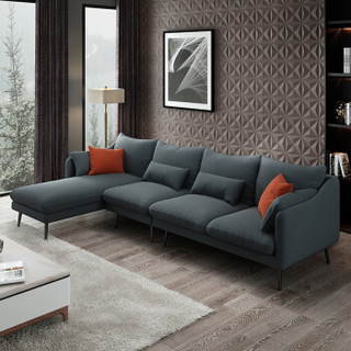A家家具 沙发 北欧现代简约布艺沙发组合 客厅可拆洗贵妃转角沙发（三色可选 留言备注）三+中+右贵妃 DB1559