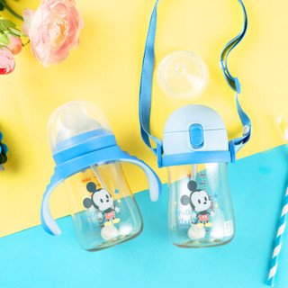 迪士尼（Disney）宝宝吸管杯学饮杯 婴儿6-12个月鸭嘴杯 儿童水杯防漏三用重力球PPSU水壶