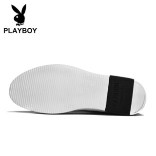 花花公子（PLAYBOY）时尚休闲帆布鞋子男低帮系带防滑 PL611034 黑色 44