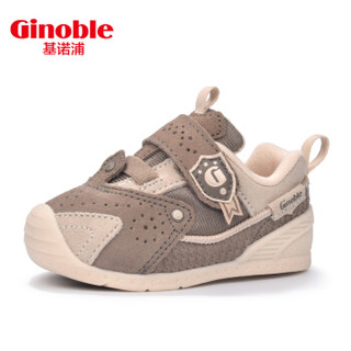 基诺浦18年秋款新款宝宝步前鞋0-18个月婴儿机能鞋关键鞋TXGB1690 灰棕/米色 4