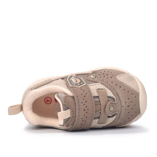 基诺浦18年秋款新款宝宝步前鞋0-18个月婴儿机能鞋关键鞋TXGB1690 灰棕/米色 4