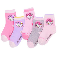 凯蒂猫 HELLO KITTY儿童袜子5双装女童春秋冬中筒卡通棉袜子 KTW3162 18-20cm