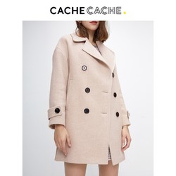 Cache Cache 捉迷藏 9817002841 女士复古双排扣毛呢大衣