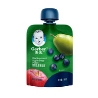 嘉宝（Gerber）进口宝宝零食儿童辅食婴幼儿水果泥 黑加仑苹果梨泥90g *7件