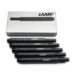 LAMY 凌美 德国进口 凌美(LAMY)钢笔签字笔笔芯 墨胆墨囊一次性墨水芯5支一盒T10 黑色 可适配墨胆系列通用