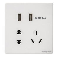  Honeywell 霍尼韦尔 境尚系列 白色五孔带双USB插座