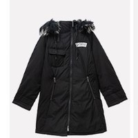 MOUSSY 摩西 拉链抽褶宽松羽绒服 028CSE30-0020 黑色 S