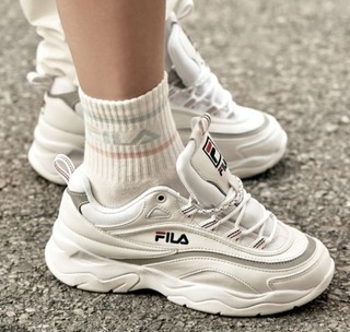 FILA 斐乐 RAY系列 系带复古运动鞋跑鞋 FSISIA1167X 白色红蓝条 36