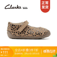 Clarks其乐童鞋女童小童学步鞋玛丽珍牛皮Tiny Mist T 豹纹 22.5