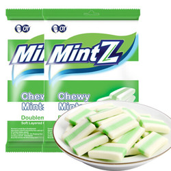 印尼进口 MintZ 明茨 清凉水果味糖果 休闲零食 清新口气 双重薄荷味软糖 115g*2包 *10件