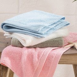 LOVO家纺 纯棉素色毛浴巾三件套方巾面巾浴巾 粉色 面巾34*70cm