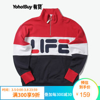 YOHO有货潮牌Life·After Life 个性复古字母撞色拼接圆领卫衣 男 红色 L