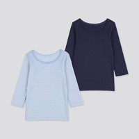 限尺码：UNIQLO/优衣库 婴儿/幼儿 全棉罗纹T恤(长袖)(2件装) 420052
