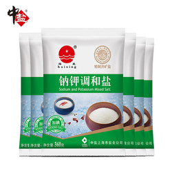 中盐海星加碘钠钾调和盐360g*6家用食盐小包装细盐袋装健康低钠盐 *12件