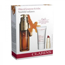 Clarins 娇韵诗 面部护肤套装（双萃赋活精华 50ml+洁面乳50ml+提亮唇膏15ml）