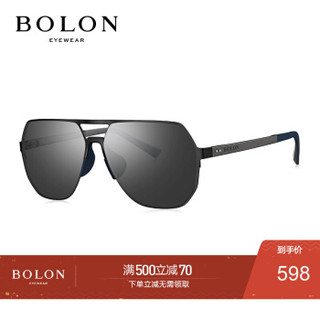 BOLON暴龙2020新款太阳镜飞行员框墨镜不规则潮开车眼镜男BL8070 D11-暗黑色