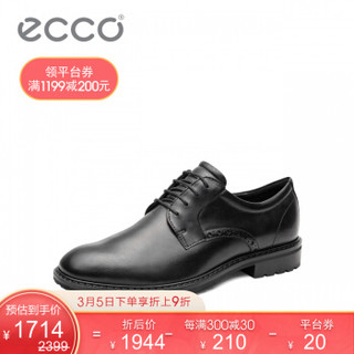ECCO爱步正装皮鞋男士商务圆头德比鞋 唯途I 640304 黑色64030401001 41