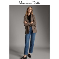 Massimo Dutti  06040800704-28 女装商场同款 双排扣格纹西装外套 06040800704 驼色