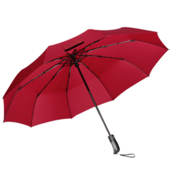 如诺 全自动雨伞礼盒装  男女商务晴雨伞 十骨折叠自开自收商务创意礼品 酒红色 三折伞
