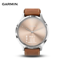 佳明(GARMIN)vivomove HR 指针隐藏式触摸屏智能运动手表跑步腕表 小牛皮款 古典褐