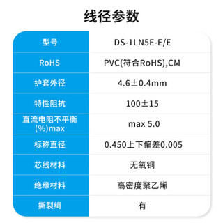 海康威视 超五类网线工程级无氧铜箱线CAT5e类百兆网络过福禄克双绞线监控家装305米/箱  1LN5E-E/E