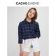 cachecache格子衬衫女2020春款洋气百搭衬衣设计感修身显瘦上衣潮