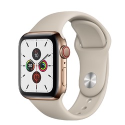 Apple 苹果 Watch Series 5 智能手表（GPS+蜂窝版、40mm、不锈钢表壳、白色运动型表带）