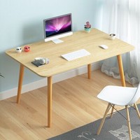 朗程电脑桌现代简约书桌台式笔记本办公桌子学习桌 北美原木纹+实木脚
