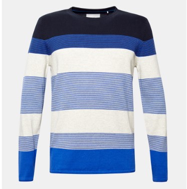 ESPRIT 埃斯普利特 男士条纹长袖套头毛衣 EDC089CC2I001 深海蓝 165/84A/S
