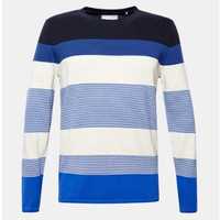 ESPRIT 埃斯普利特 男士条纹长袖套头毛衣 EDC089CC2I001 深海蓝 165/84A/S