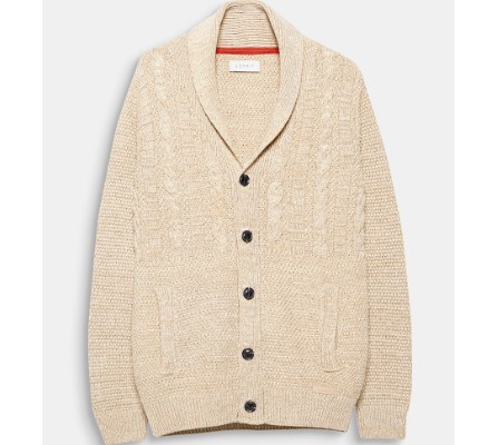 ESPRIT 埃斯普利特 男士纯色筒翻纽扣针织衫 098EE2I014 淡棕色 165/84A/S