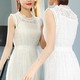 蕾丝连衣裙女 2019夏装新款韩版名媛中长款修身无袖白色两件套裙
