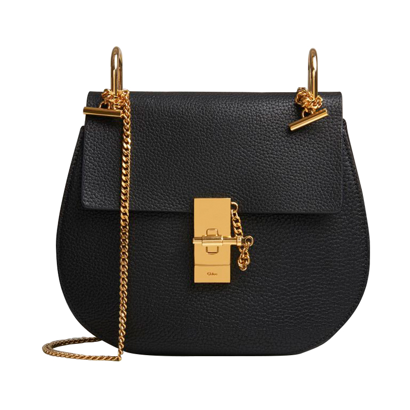 Chloé 珂洛伊 Drew系列 女士链条搭扣斜挎包 C14WS031944001黑色 中号