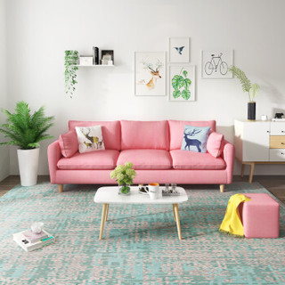 北欧布艺客厅整装多色可选小户型沙发三人位实木框架