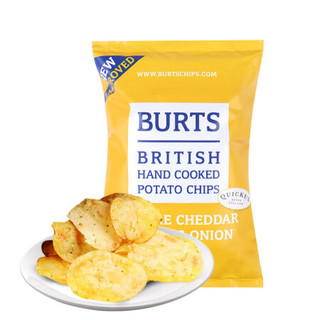 英国进口 啵尔滋（BURTS）干酪洋葱味手工制薯片 150克/袋 网红办公室休闲零食 *8件