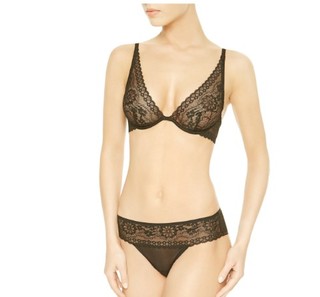 LA PERLA ROSA系列 女士刺绣薄纱蕾丝V文胸 CF906438-FW19 黑色 75B