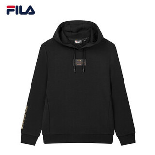 FILA 斐乐官方连帽卫衣男2020春季新品长袖字母纯色帽衫 正黑色-BK 185/104A/XXL