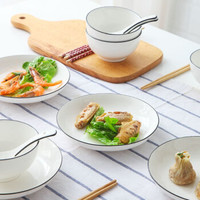 兰思 北欧陶瓷碗筷 2碗2勺2筷2园盘子