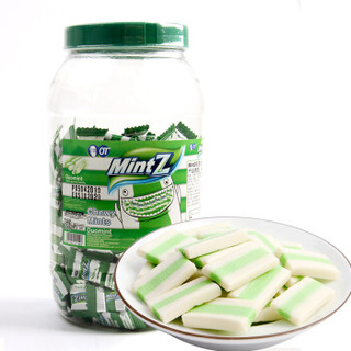 印尼进口 MintZ 明茨 清凉水果味糖果 休闲零食 清新口气 双重薄荷味软糖 量贩桶装 460g *6件