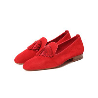 santoni 圣东尼 女式方头平底皮鞋 WUBV56329HA1SLCPR44-36 红色