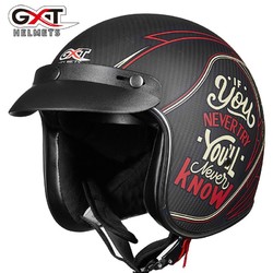 GXT A303 碳纤维摩托车头盔 复古半盔