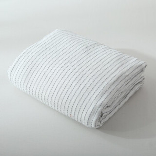 辰枫家纺 毛巾被夏凉毯空调毯单人双人多功能毛毯子 日系小条纹-米白 150*200cm
